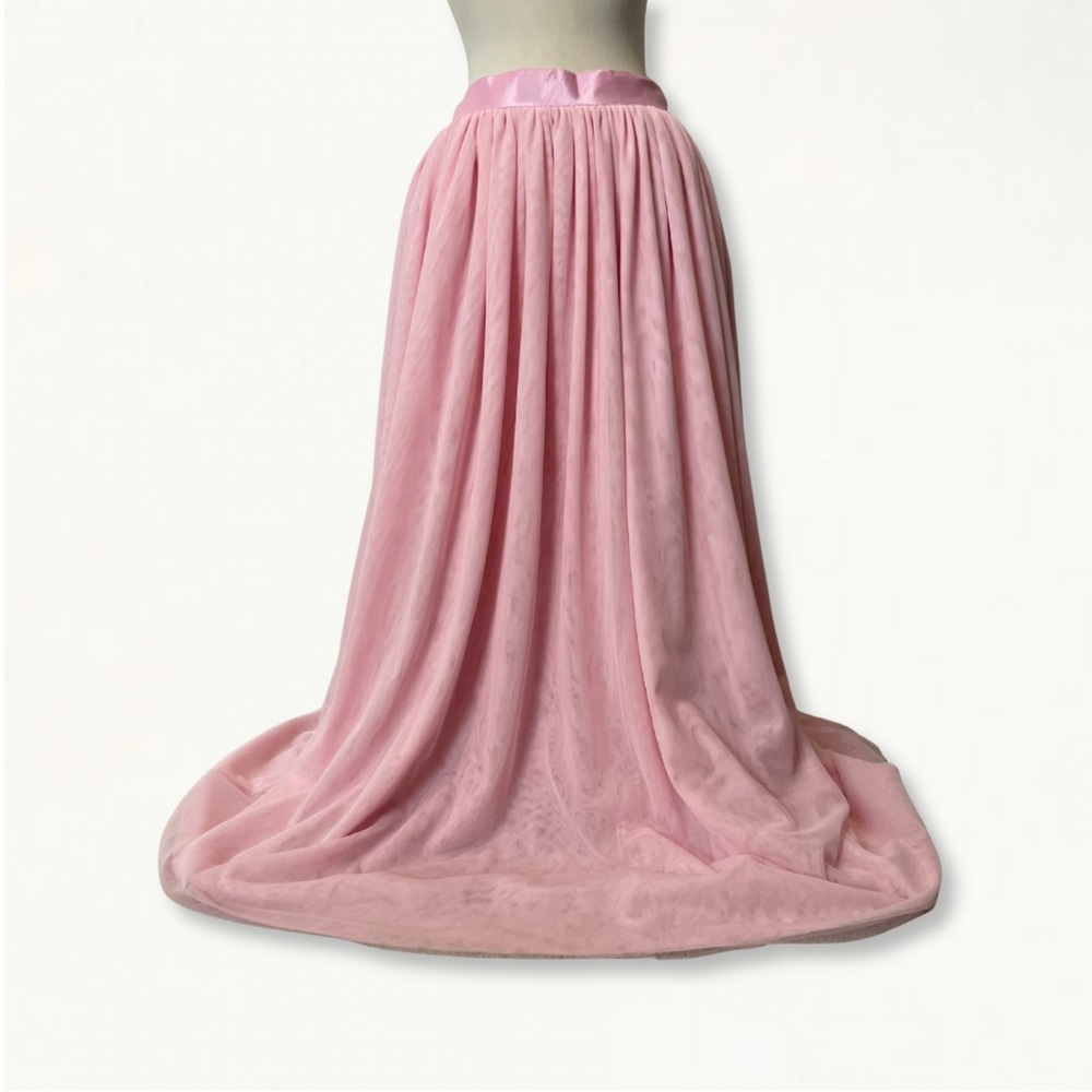 Ballet Pink Handmade Bridesmaid Tulle Skirt Floor Length Blush Wedding Skirt - Picture 2 of 16